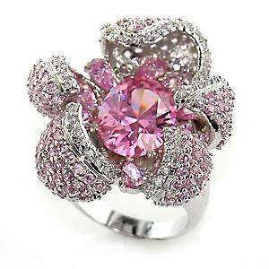 R697 5   NEW 21.5 CARAT PAVE ENCRUSTED PINK & CLEAR RING SIZE 5  