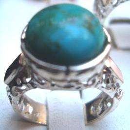 Artistic Israeli turquoise ring jewelry silver gold  