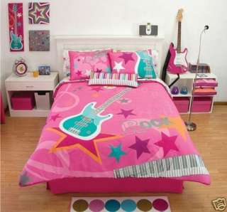 NeW Girls Teens Pink Rock Guitar Comforter Bedding Set Twin 7pcs