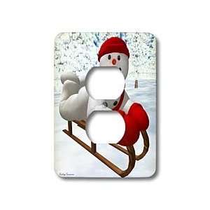 BK Vintage Snowmen   Sledding Snowman   Light Switch Covers   2 plug 