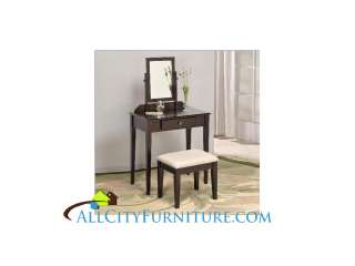   3pcs Espresso Vanity Set with Table and Makeup Bench /Stool New  