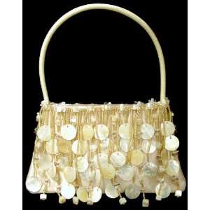    Womens Gold Sea Shell Evening Purse Handbag