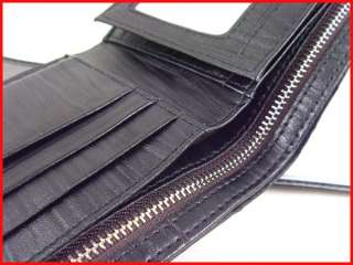 bifold black real genuine leather purse wallet holder  