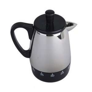 Kettle Shaped 60 Minutes Kitchen Timer in Stainless Steel Finish 