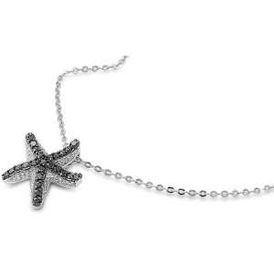   Necklace   Starfish Black, Clear CZ   Pendant Height22mm Jewelry