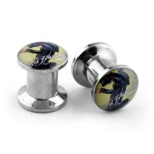  Ed Hardy Stainless Steel Box Ear Plugs   Panther Claw   0g 