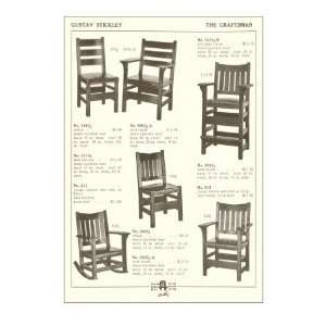  Gustav Stickley Wooden Chairs Premium Poster Print, 12x18 