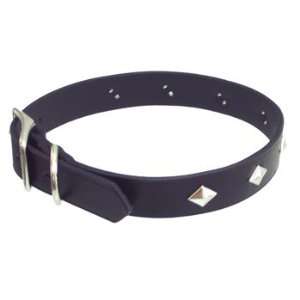   1 Diamond Stud Leather Collar in Black Pet 