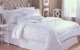 Comforter Set   4 pc. White on White Eyelet   Cotton Blend Any Sz $128 
