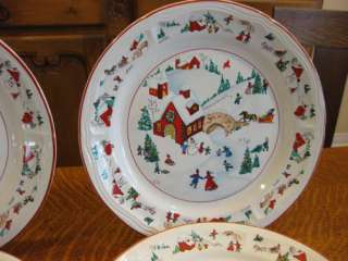   WHITE CHRISTMAS PATTERN 10 7/8 DINNER PLATES with no chips, cracks