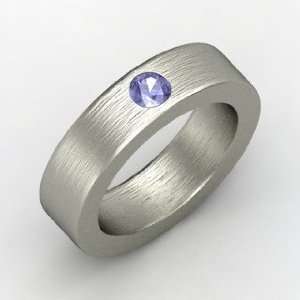   Nuneh Band With One Gem, 14K White Gold Ring with Tanzanite Jewelry