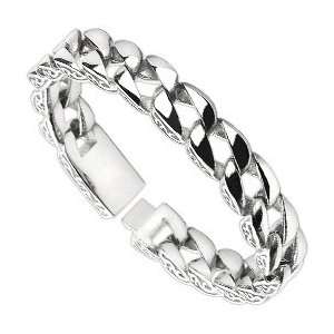  Mens Wave Curb Thick Chain Bracelet 13MM Wide Jewelry