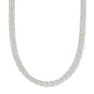  Sterling Silver 3mm Three Strand Chain Necklace Jewelry
