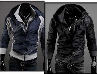 New Mens Slim Fit Sexy Hoodies Coats Jackets Double Zipper 2 Colors 4 