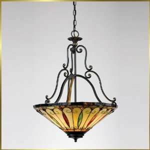 Tiffany Chandelier, QZTF1039IB, 3 lights, Antique Bronze, 20 wide X 