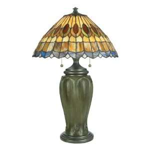 Quoizel Tiffany Table Lamp Tiffany Glass Shade, 252 Pieces of Tiffany 