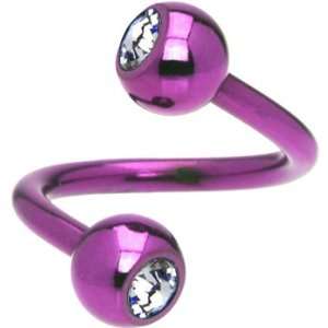   Purple Crystal Swarovski Anodized Titanium Spiral Belly Ring Jewelry