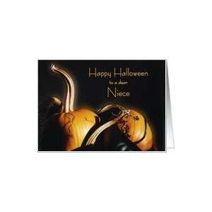 Happy Halloween Niece, Orange pumpkins in basket with shadows and 