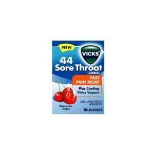  Vicks 44 Sore Throat Lozenges with Cherry Ice Flavor   18 