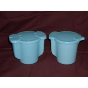  Tupperware Blue Creamer and Sugar Dish Set w/ Flip Tops 