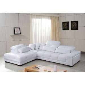  Vig Furniture Rodeo Modern White Leather Sectional Sofa 
