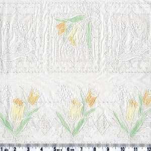  54 Wide Vinyl Lace Tulips Yellow Fabric By The Yard 